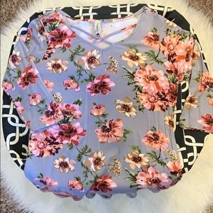 girls floral shirt with straps crossing in front